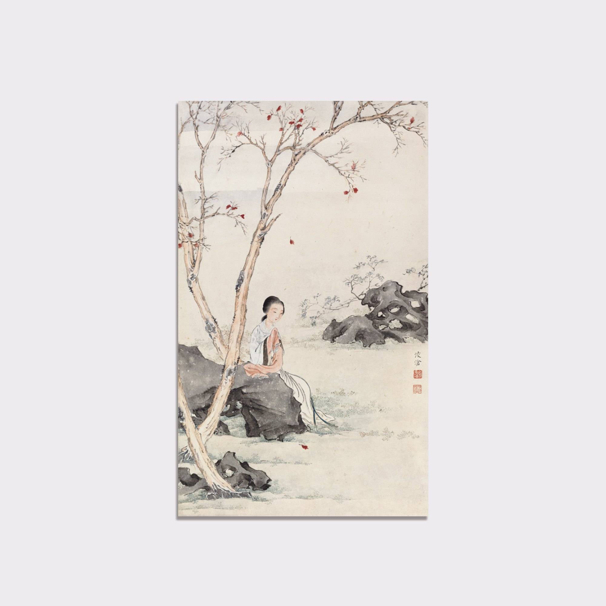 紅葉仕女圖