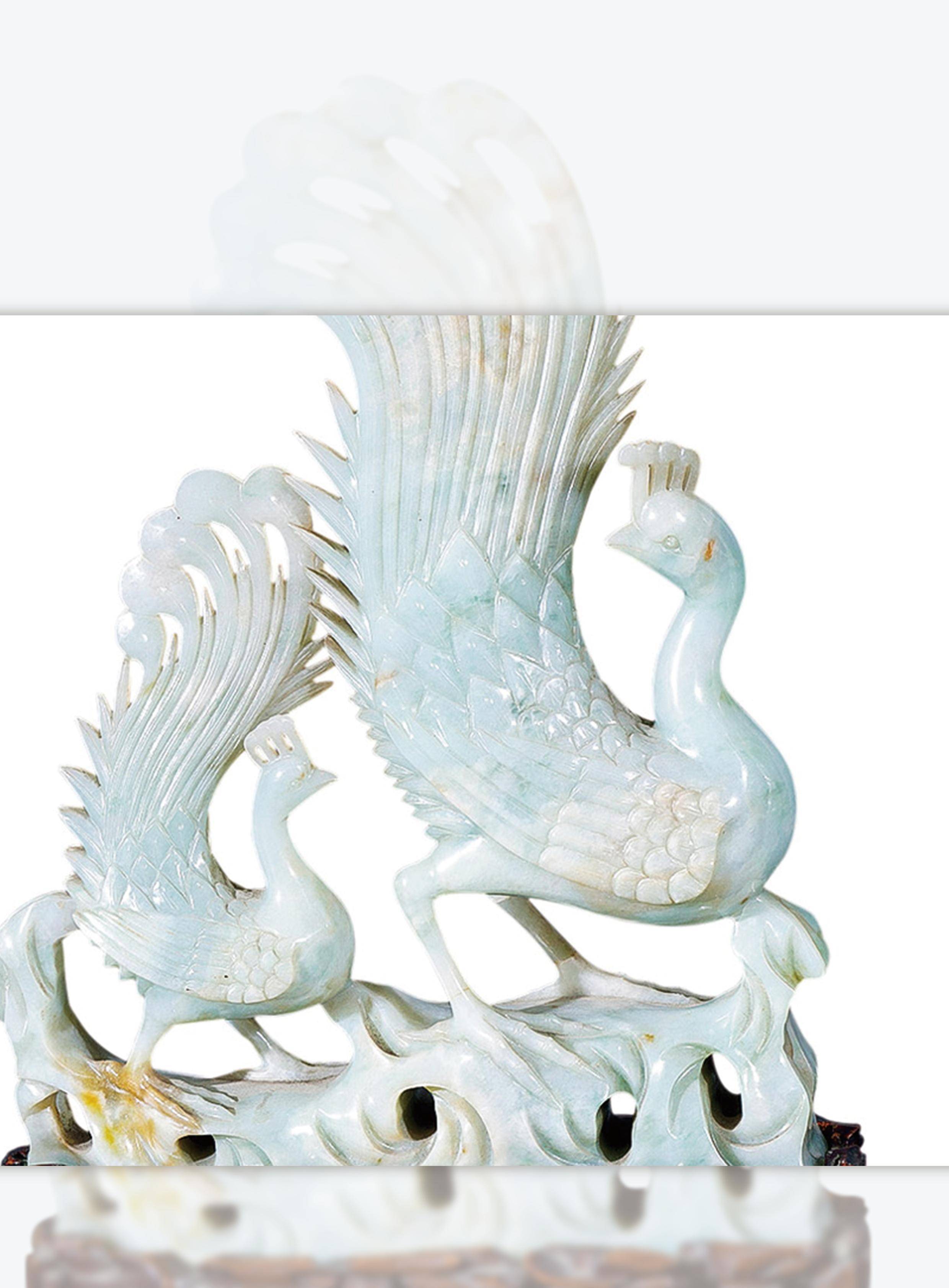翡翠雕鳳凰擺件（二件）